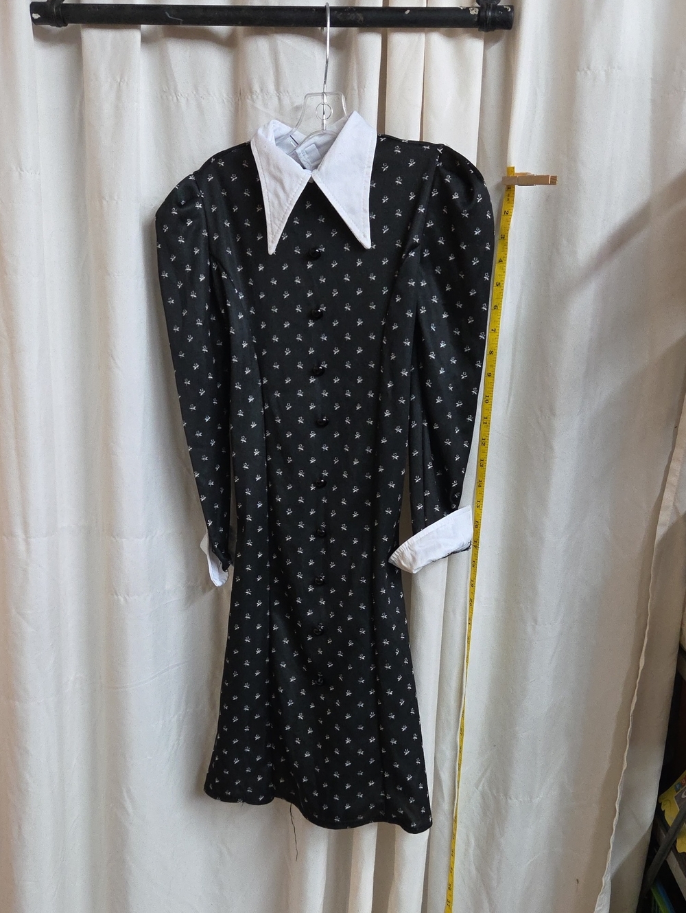 Child Wednesday Addams Black Collared Dress Girls Halloween Costume Size Small